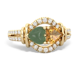 Jade Art-Deco Keepsake 14K Yellow Gold ring R5630