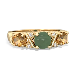 Jade Hugs And Kisses 14K Yellow Gold ring R5016