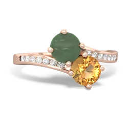 Jade Channel Set Two Stone 14K Rose Gold ring R5303