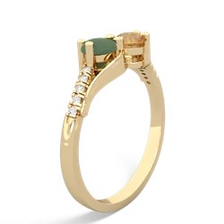 Jade Infinity Pave Two Stone 14K Yellow Gold ring R5285