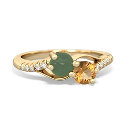 Jade Infinity Pave Two Stone 14K Yellow Gold ring R5285