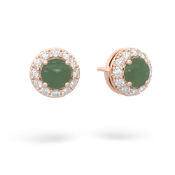 Jade Diamond Halo 14K Rose Gold earrings E5370