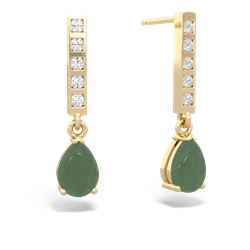 Jade Art Deco Diamond Drop 14K Yellow Gold earrings E5324