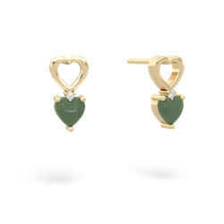 Jade Four Hearts 14K Yellow Gold earrings E2558