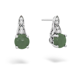 Jade Antique Elegance 14K White Gold earrings E3100