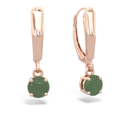 Jade 5Mm Round Lever Back 14K Rose Gold earrings E2785