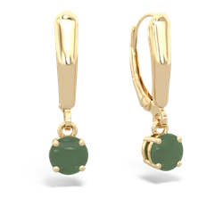 Jade 5Mm Round Lever Back 14K Yellow Gold earrings E2785