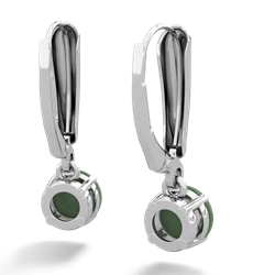 Jade 6Mm  Round Lever Back 14K White Gold earrings E2786