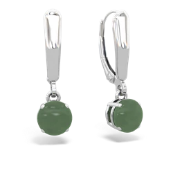 Jade 6Mm  Round Lever Back 14K White Gold earrings E2786