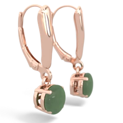 Jade 6Mm  Round Lever Back 14K Rose Gold earrings E2786