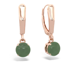 Jade 6Mm  Round Lever Back 14K Rose Gold earrings E2786