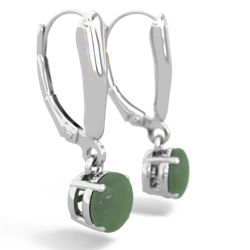 Jade 6Mm  Round Lever Back 14K White Gold earrings E2786
