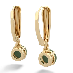 Jade 6Mm  Round Lever Back 14K Yellow Gold earrings E2786