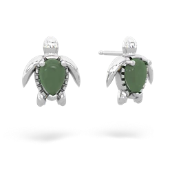 Jade Baby Sea Turtle 14K White Gold earrings E5241