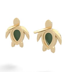 Jade Baby Sea Turtle 14K Yellow Gold earrings E5241