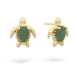 Jade Baby Sea Turtle 14K Yellow Gold earrings E5241