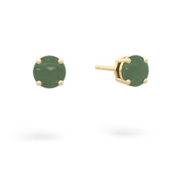 Jade 5Mm Round Stud 14K Yellow Gold earrings E1785