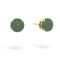 Jade 6Mm Round Stud 14K Yellow Gold earrings E1786