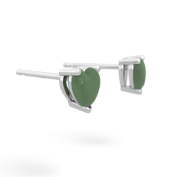 Jade 5Mm Heart Stud 14K White Gold earrings E1861