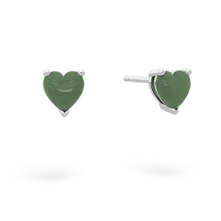 Jade 5Mm Heart Stud 14K White Gold earrings E1861