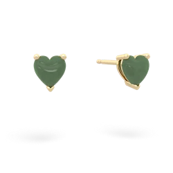Jade 5Mm Heart Stud 14K Yellow Gold earrings E1861