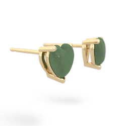 Jade 6Mm Heart Stud 14K Yellow Gold earrings E1862