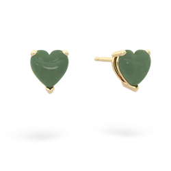 Jade 6Mm Heart Stud 14K Yellow Gold earrings E1862