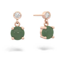 Jade Diamond Drop 6Mm Round 14K Rose Gold earrings E1986