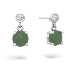 Jade Diamond Drop 6Mm Round 14K White Gold earrings E1986