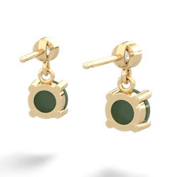 Jade Diamond Drop 6Mm Round 14K Yellow Gold earrings E1986