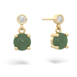 Jade Diamond Drop 6Mm Round 14K Yellow Gold earrings E1986