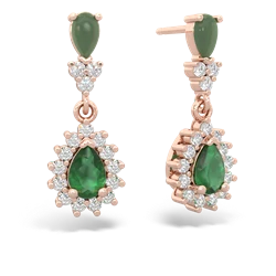 Jade Halo Pear Dangle 14K Rose Gold earrings E1882