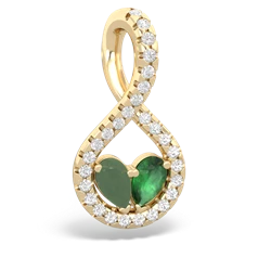 Jade Pave Twist 'One Heart' 14K Yellow Gold pendant P5360