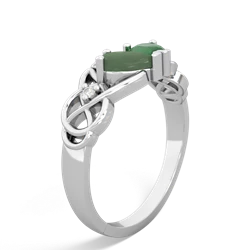 Jade 'One Heart' Celtic Knot Claddagh 14K White Gold ring R5322