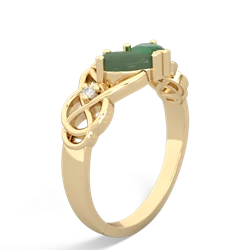 Jade 'One Heart' Celtic Knot Claddagh 14K Yellow Gold ring R5322