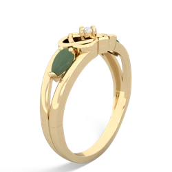 Jade Hearts Intertwined 14K Yellow Gold ring R5880