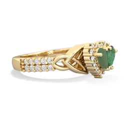 Jade Celtic Knot Two Hearts As One 14K Yellow Gold ring R2644HRT