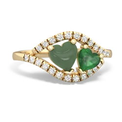 Jade Mother And Child 14K Yellow Gold ring R3010