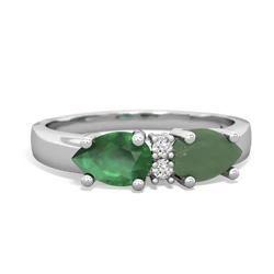 Jade Pear Bowtie 14K White Gold ring R0865