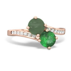 Jade Channel Set Two Stone 14K Rose Gold ring R5303