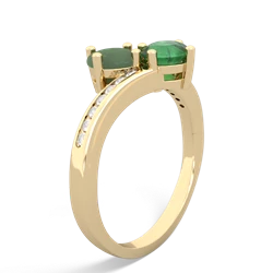 Jade Channel Set Two Stone 14K Yellow Gold ring R5303