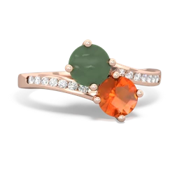 Jade Channel Set Two Stone 14K Rose Gold ring R5303