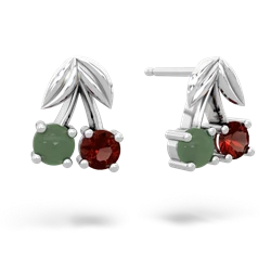 Jade Sweet Cherries 14K White Gold earrings E7001