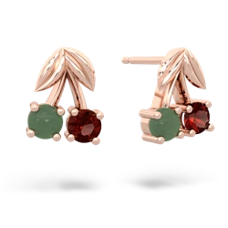 Jade Sweet Cherries 14K Rose Gold earrings E7001