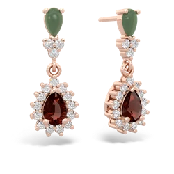 Jade Halo Pear Dangle 14K Rose Gold earrings E1882