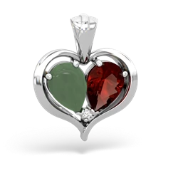 Jade Two Become One 14K White Gold pendant P5330