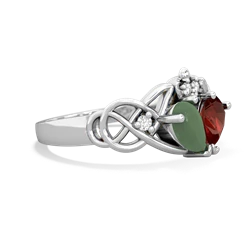 Jade 'One Heart' Celtic Knot Claddagh 14K White Gold ring R5322