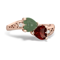 Jade Snuggling Hearts 14K Rose Gold ring R2178