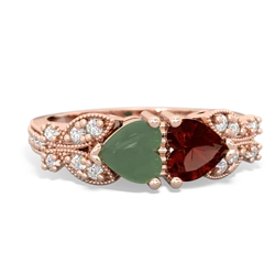 Jade Diamond Butterflies 14K Rose Gold ring R5601