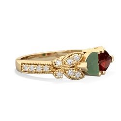 Jade Diamond Butterflies 14K Yellow Gold ring R5601